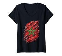 Femme Marocain Maroc T-Shirt avec Col en V