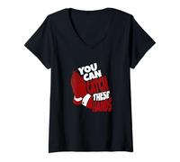 Femme Maroon Red Burgundy Color Catch Hands Maroon Burgundy T-Shirt avec Col en V