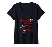 Femme Maroon Red Burgundy Color Haters Agt Like They Don't Know T-Shirt avec Col en V