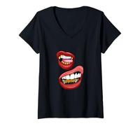 Femme Maroon Red Burgundy Color Talk That-x2 Rouge Bordeaux T-Shirt avec Col en V