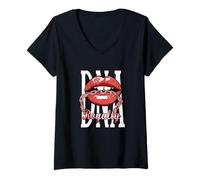 Femme Maroon Red Burgundy It's in My DNA Bordeaux Bordeaux T-Shirt avec Col en V