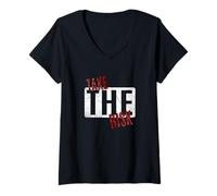 Femme Maroon Red Burgundy Take The Risk Maroon Graphic T-Shirt avec Col en V