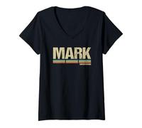 Femme Marque Nom Prénom Rétro Vintage Anniversaire T-Shirt avec Col en V