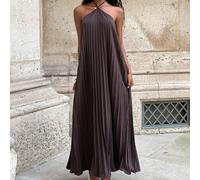 Femme Marron Foncé Élégant Vacances d'Été,Minimaliste Exquis Digne Trajet Quotidien Saint-Valentin Rendez-vous Fête Mariage Invité Été L,M,S,XSUnicoloreTissu tissé