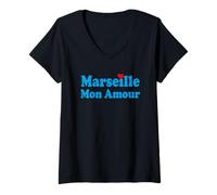 Femme Marseille Bébé Marseille Mon Amour Supporter Marseille Pied T-Shirt avec Col en V