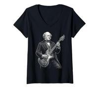 Femme Martin Van Buren Guitare T-Shirt avec Col en V