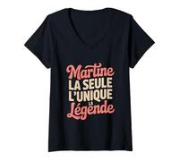 Femme Martine Femme Humour Idée Cadeau Humoristique Drôle T-Shirt avec Col en V