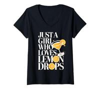 Femme Martini Drinker Lemon Drop Cocktail Boissons T-Shirt avec Col en V