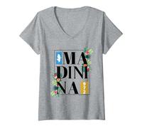 Femme Martinique-Cadeau Martiniquaise Martiniquais - Madinina-972 T-Shirt avec Col en V