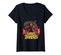 Femme Marvel Animation Marvel Zombies Zombie Scarlet Witch Wanda T-Shirt avec Col en V