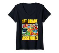 Femme Marvel Avengers 1st Grade Assemble! First Day Back to School T-Shirt avec Col en V