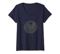 Femme Marvel Avengers Agent of Shield Logo Brushed T-Shirt avec Col en V, Bleu Marine, XL
