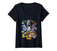 Femme Marvel Avengers Doomsday Avengers Center Logo Heros Vs Doom T-Shirt avec Col en V