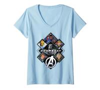 Femme Marvel Avengers Doomsday Avengers Logo & Heroes Team Up T-Shirt avec Col en V