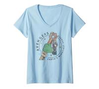 Femme Marvel Avengers Earth's Mightiest Heros Forms Team Logo T-Shirt avec Col en V