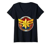 Femme Marvel Avengers Mech Strike Captain Marvel T-Shirt avec Col en V