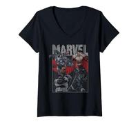Femme Marvel Avengers Nick Fury War Machine Falcon Black Panther T-Shirt avec Col en V