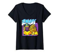 Femme Marvel Avengers Snap! Large Text Thanos Infinity Gauntlet T-Shirt avec Col en V