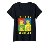 Femme Marvel Avengers The Infinity Gauntlet Colorful Panels Retro T-Shirt avec Col en V