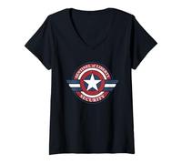 Femme Marvel Captain America Sentinel of Liberty Security Logo T-Shirt avec Col en V
