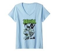 Femme Marvel Comics Hulk Punch Smudge T-Shirt avec Col en V