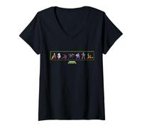 Femme Marvel Cosmic Invasion Game Player Character Lineup Retro T-Shirt avec Col en V