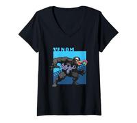 Femme Marvel Cosmic Invasion Game Venom Retro Pixel Graphics T-Shirt avec Col en V