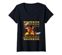 Femme Marvel Cosmic Invasion Game Wolverine Retro Pixel Graphics T-Shirt avec Col en V