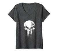 Femme Marvel Daredevil Born Again Skull The Punisher Returns T-Shirt avec Col en V