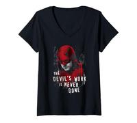 Femme Marvel Daredevil Born Again The Devil's Work is Never Done T-Shirt avec Col en V