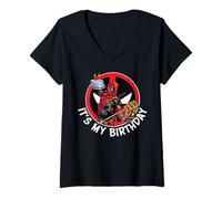 Femme Marvel Deadpool It's My 30th Birthday Party Funny T-Shirt avec Col en V