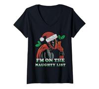Femme Marvel Deadpool Santa Secret Naughty List Noël T-Shirt avec Col en V, Noir, XXL