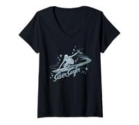 Femme Marvel Fantastic Four: First Steps Silver Surfer Retro '60s T-Shirt avec Col en V