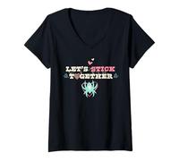 Femme Marvel Ghost-Spider Let's Stick Together Valentine's Day T-Shirt avec Col en V