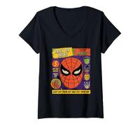 Femme Marvel Halloween Spider-Man Retro Vintage Super Hero Masks T-Shirt avec Col en V
