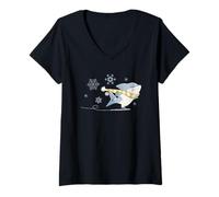Femme Marvel Jeff The Land Shark Holiday Ice Skating Christmas T-Shirt avec Col en V