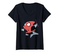 Femme Marvel Jeff The Land Shark in Spider-Man Costume T-Shirt avec Col en V