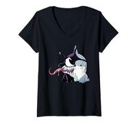Femme Marvel Jeff The Land Shark in Venom Symbiote Costume T-Shirt avec Col en V