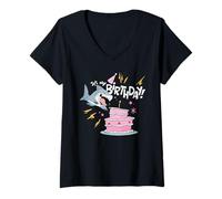 Femme Marvel Jeff The Land Shark It's My Birthday Party Cake T-Shirt avec Col en V