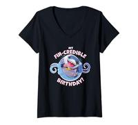 Femme Marvel Jeff The Land Shark My Fin-Credible Birthday! Party T-Shirt avec Col en V
