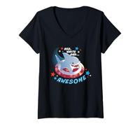 Femme Marvel Jeff The Land Shark Red White and Awesome Americana T-Shirt avec Col en V