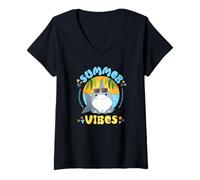 Femme Marvel Jeff The Land Shark Summer Vibes Beach Vacation T-Shirt avec Col en V