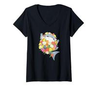 Femme Marvel Jeff The Land Shark Valentine's Day Flower Bouquet T-Shirt avec Col en V