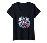 Femme Marvel Miles Morales Spider-Man Team Spidey Big Face Collage T-Shirt avec Col en V