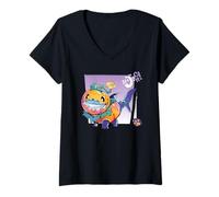 Femme Marvel Rivals Jeff The Land Shark Halloween Jeff O'Lantern T-Shirt avec Col en V