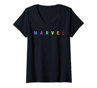 Femme Marvel Simple Rainbow Logo T-Shirt avec Col en V