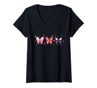 Femme Marvel Spider-Man and Ghost-Spider Trio Cute Coquette Bows T-Shirt avec Col en V
