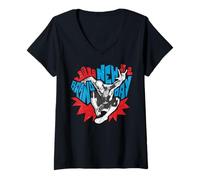 Femme Marvel Spider-Man: Brand New Day Pop Art Spidey and Skyline T-Shirt avec Col en V