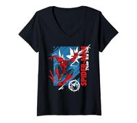 Femme Marvel Spider-Man: Day Comic Panel of Spider-Man T-Shirt avec Col en V