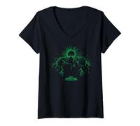 Femme Marvel Spider-Man: Day Hulk Green Web Silhouette T-Shirt avec Col en V